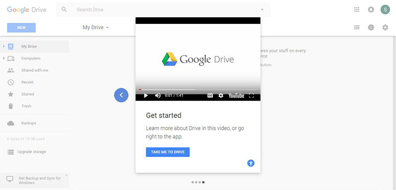 SaaS customer onboarding elements: Google Drive tutorial