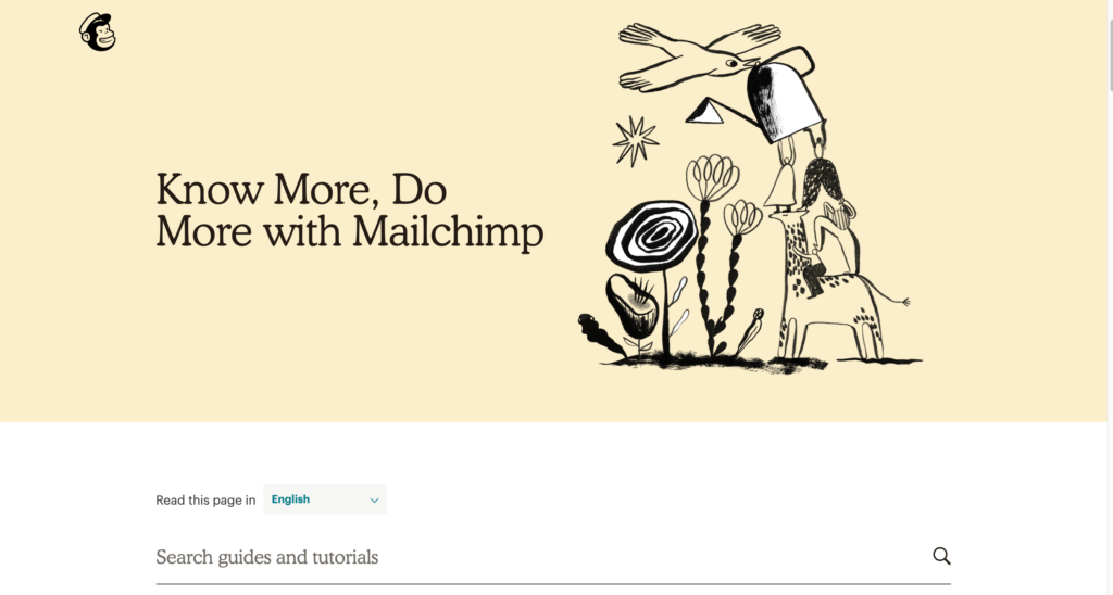 MailChimp Knowledge base homepage